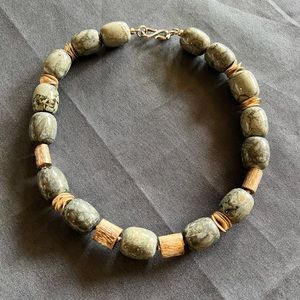 Lovely necklace jade green stone/  home from Asia. China Chinese Asian